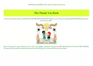 ^#DOWNLOAD@PDF^# The Thank You Book Download