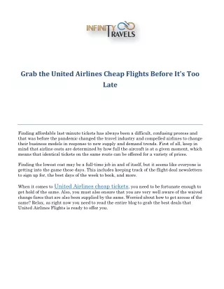 grab the united airlines cheap flights before