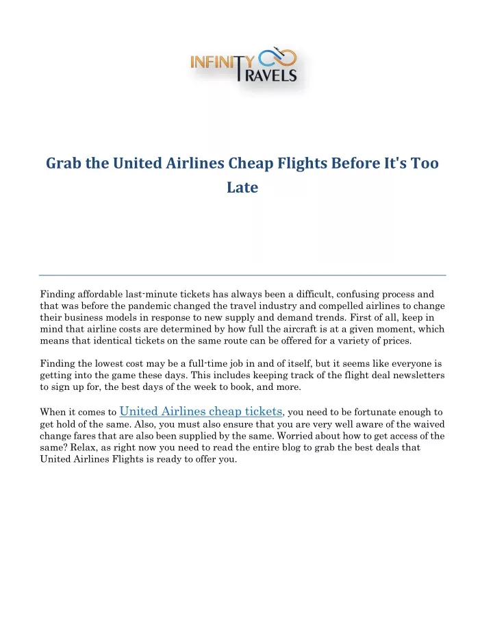 grab the united airlines cheap flights before