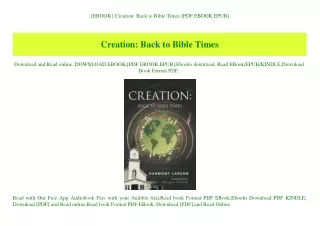 {EBOOK} Creation Back to Bible Times [PDF EBOOK EPUB]