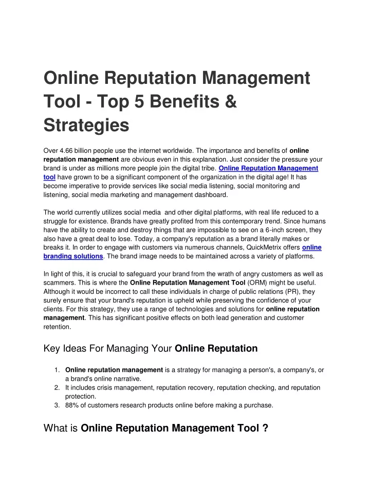 online reputation management tool top 5 benefits