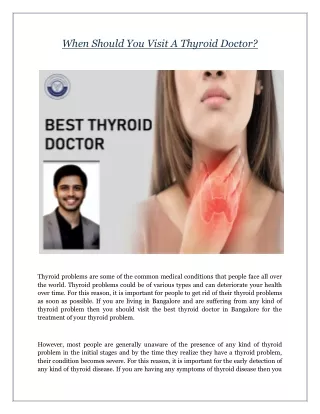 When Should You Visit A Thyroid Doctor?