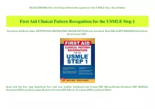 READ [EBOOK] First Aid Clinical Pattern Recognition for the USMLE Step 1 Read Online