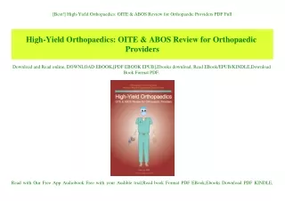 [Best!] High-Yield Orthopaedics OITE & ABOS Review for Orthopaedic Providers PDF Full