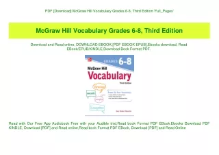 PDF [Download] McGraw Hill Vocabulary Grades 6-8  Third Edition 'Full_Pages'