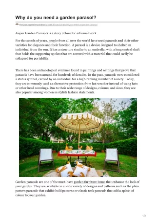 Why do you need a garden parasol