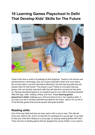 10 learning games playschool in delhi that