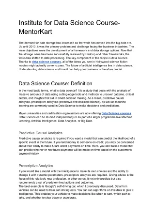 Data Science Course- MentorKart