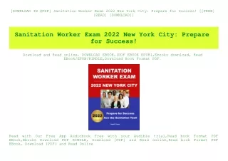 [DOWNLOAD IN @PDF] Sanitation Worker Exam 2022 New York City Prepare for Success! [[FREE] [READ] [DOWNLOAD]]