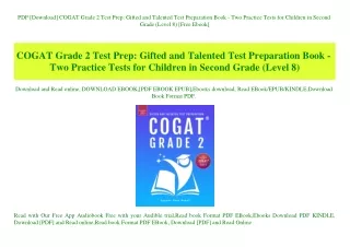 PDF [Download] COGAT Grade 2 Test Prep Gifted and Talented Test Preparation Book - Two Practice Tests for Children in Se