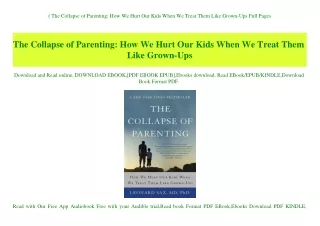 (B.O.O.K.$ The Collapse of Parenting How We Hurt Our Kids When We Treat Them Like Grown-Ups Full Pages
