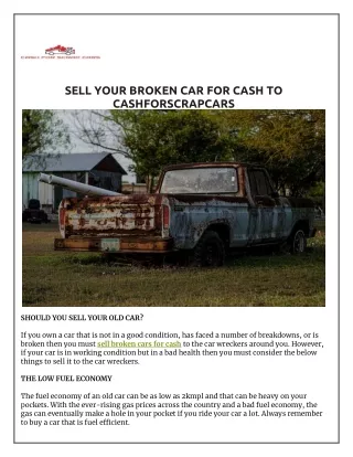 SELL YOUR BROKEN CAR FOR CASH TO CASHFORSCRAPCARS