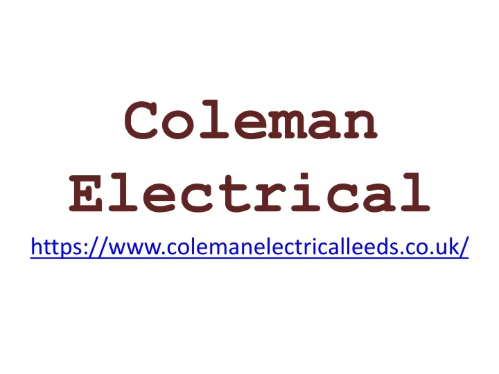 coleman electrical https