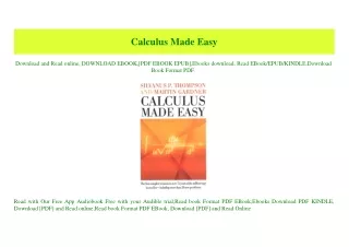 (READ)^ Calculus Made Easy eBook PDF