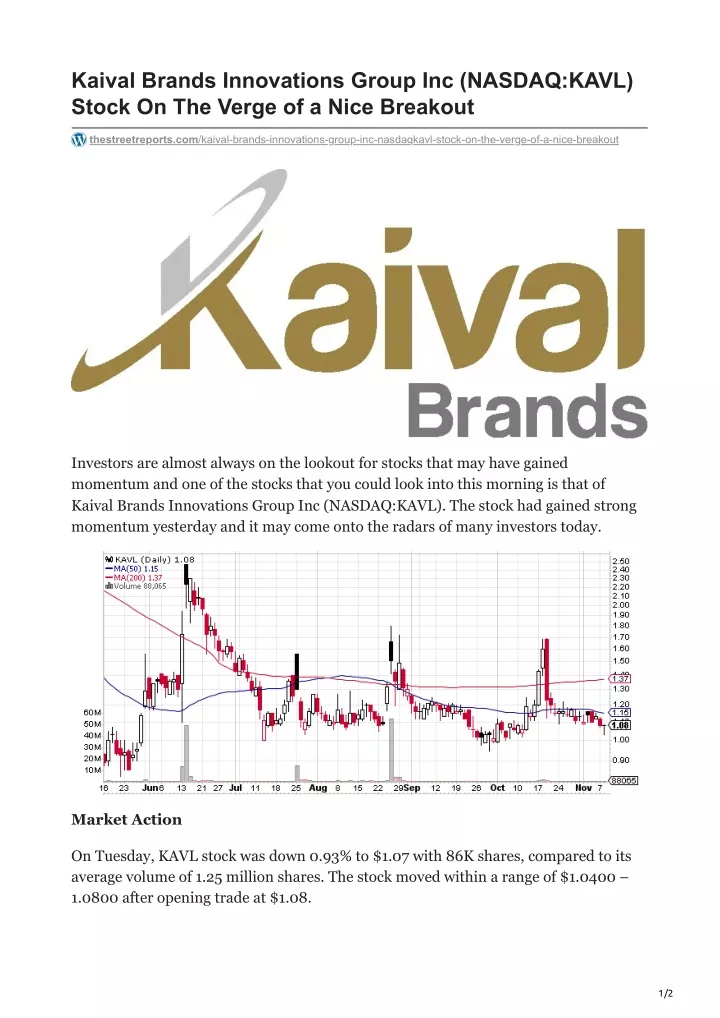 kaival brands innovations group inc nasdaq kavl