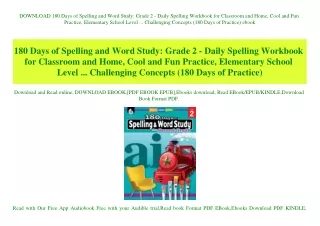 DOWNLOAD 180 Days of Spelling and Word Study Grade 2 - Daily Spelling Workbook for Classroom and Home  Cool and Fun Prac