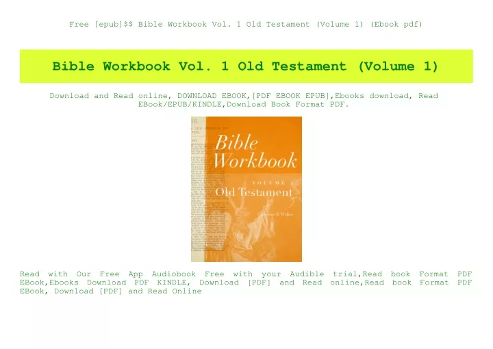 Ppt Free [epub] Bible Workbook Vol 1 Old Testament Volume 1