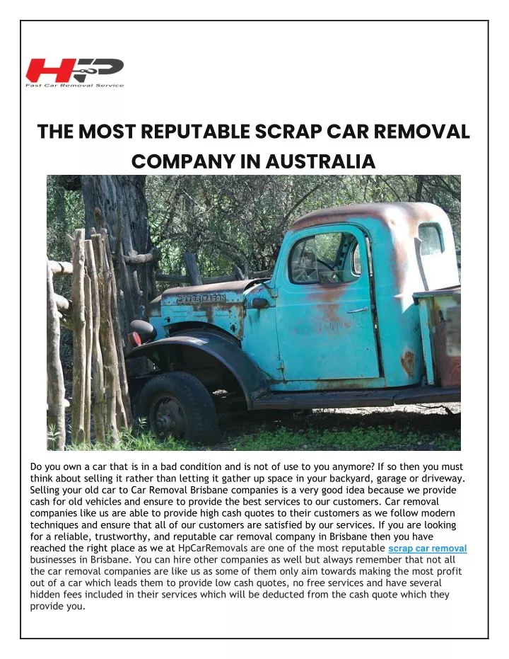 the most reputable scrap car removal company