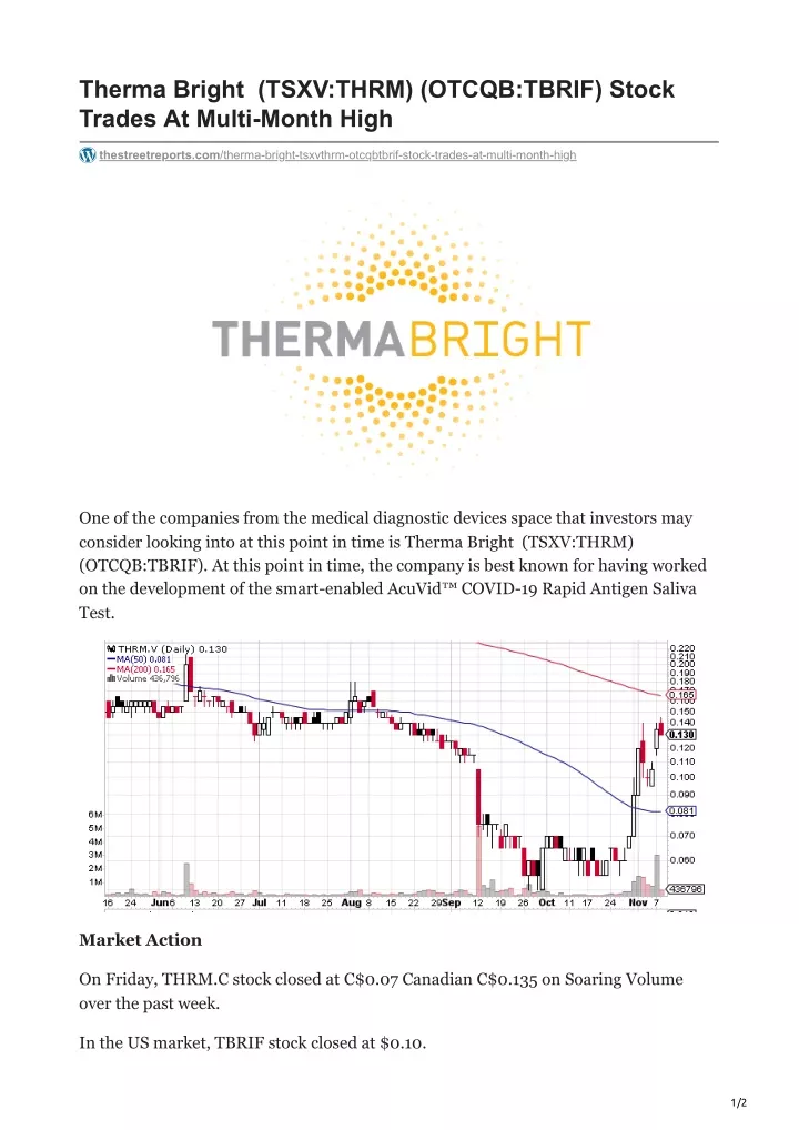 therma bright tsxv thrm otcqb tbrif stock trades