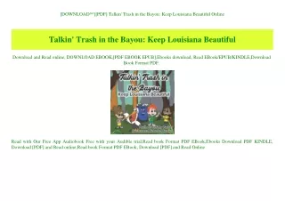 [DOWNLOAD^^][PDF] Talkin' Trash in the Bayou Keep Louisiana Beautiful Online