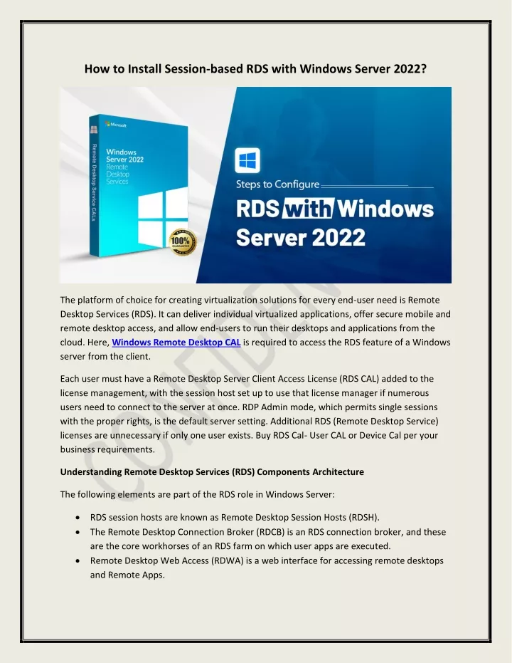 how to install session based rds with windows