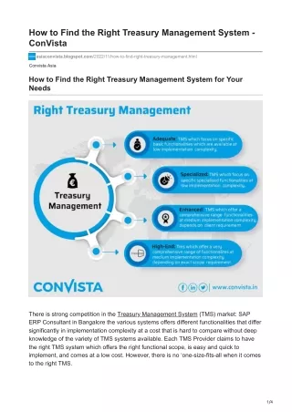 How to Find the Right Treasury Management System - ConVista