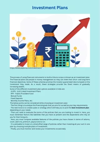 investment plans