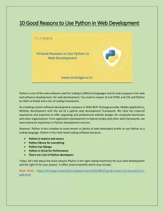 10 good reasons to use python in web development