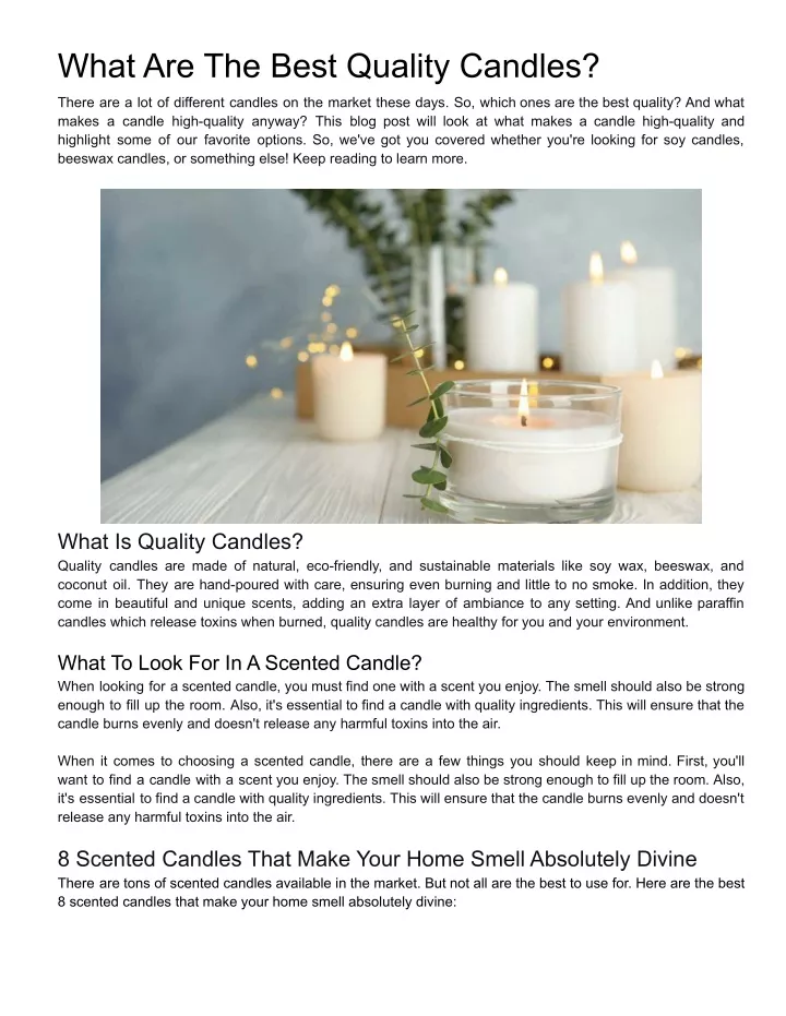 what are the best quality candles