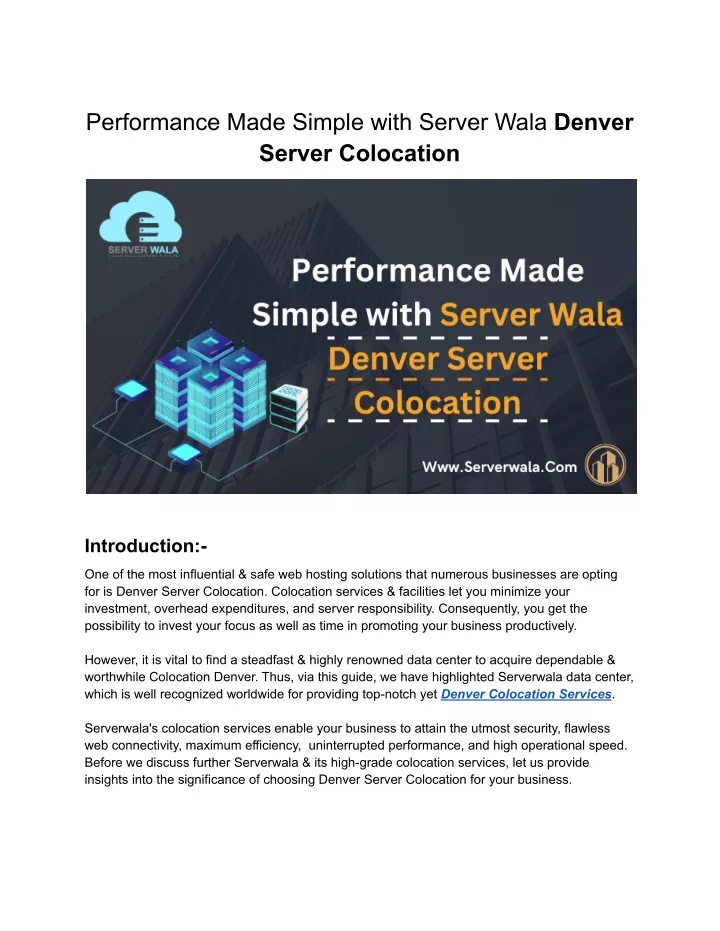 performance made simple with server wala denver