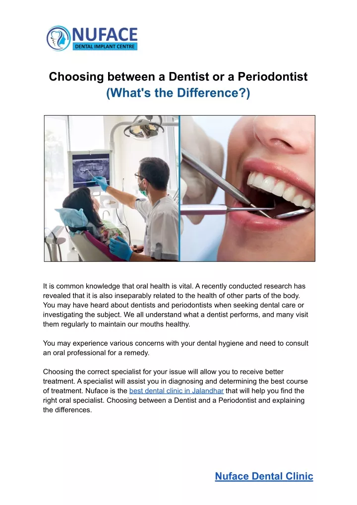 choosing between a dentist or a periodontist what