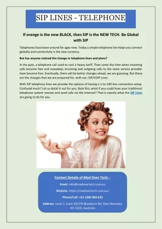 Sip Lines – Telephone Services in Melbourne