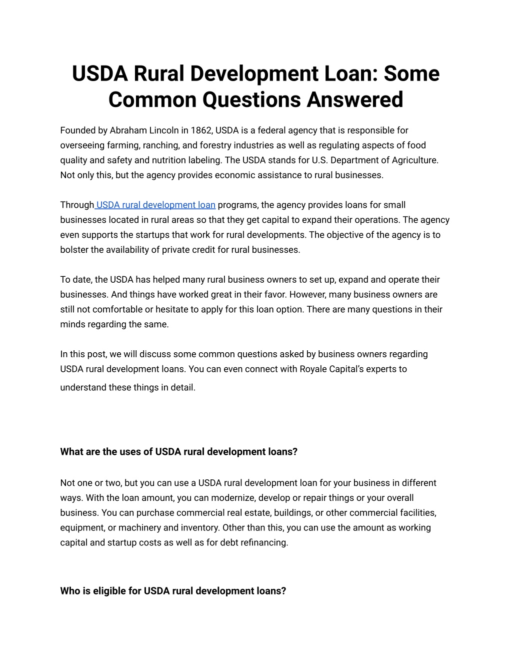 PPT - USDA Rural Development Loan_ Some Common Questions Answered ...