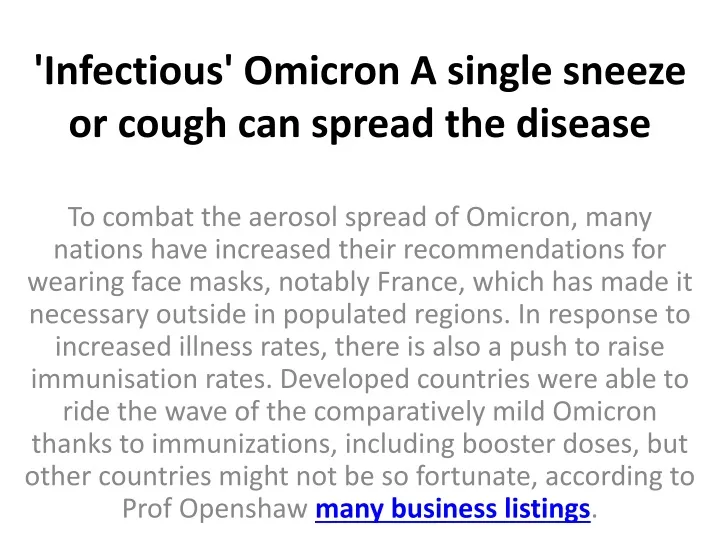 infectious omicron a single sneeze or cough can spread the disease