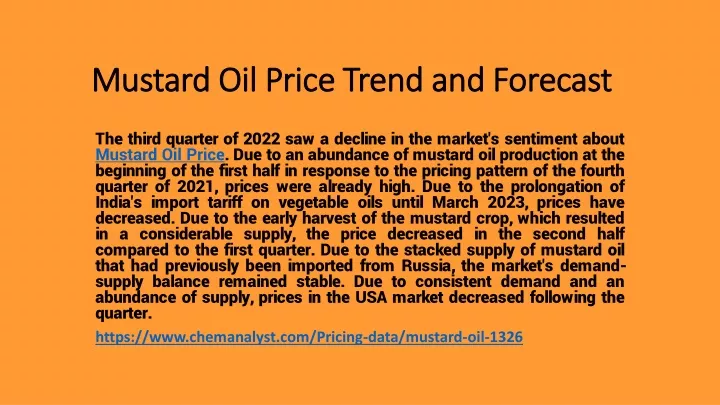 mustard oil price trend and forecast