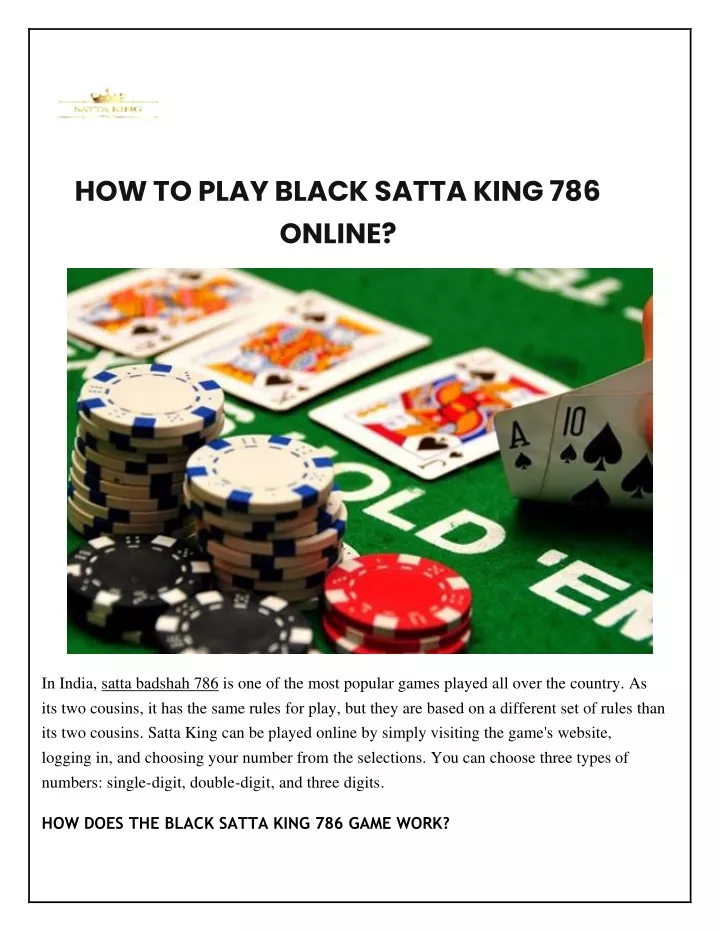 how to play black satta king 786 online