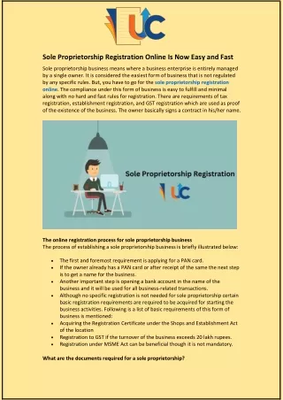 Sole Proprietorship Registration Online Is Now Easy and Fast