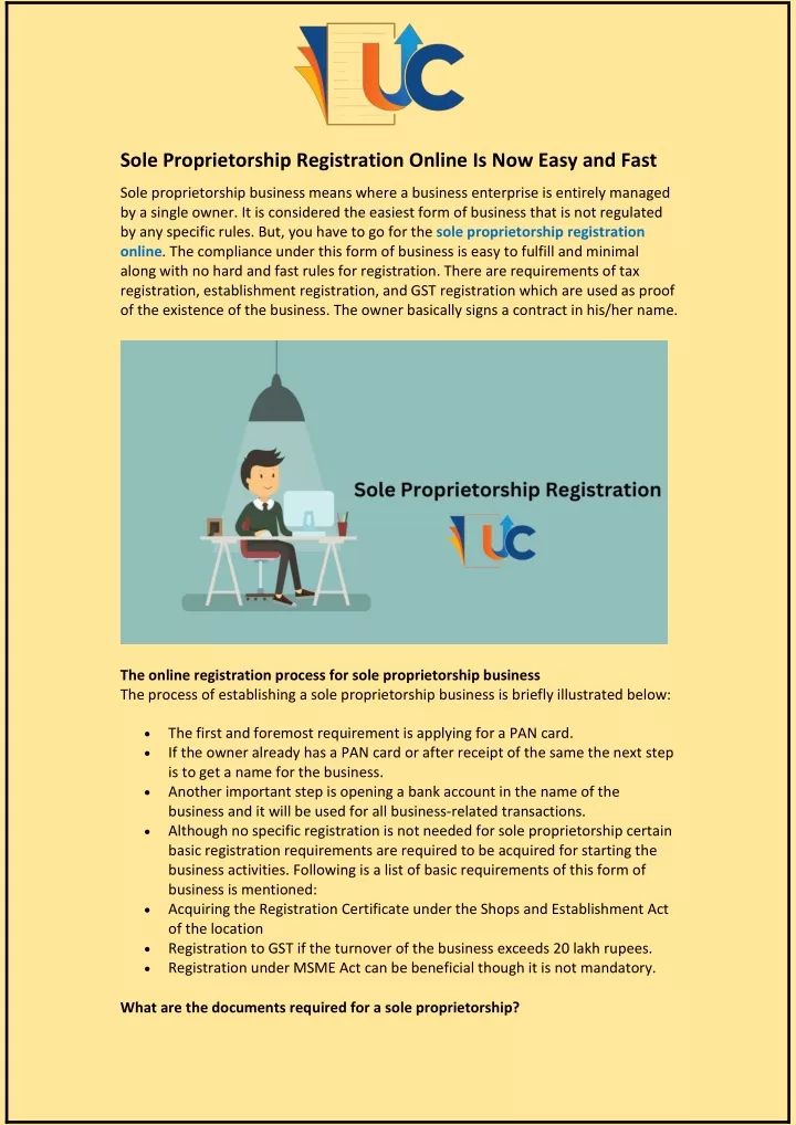 sole proprietorship registration online
