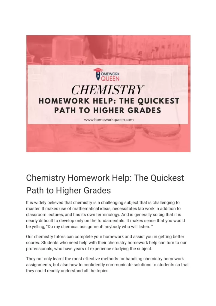 i need help with chemistry homework