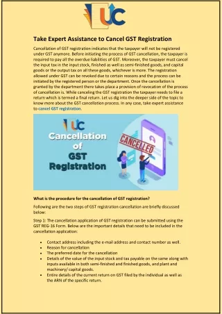 Take Expert Assistance to Cancel GST Registration