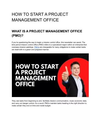 HOW TO START A PROJECT MANAGEMENT OFFICE