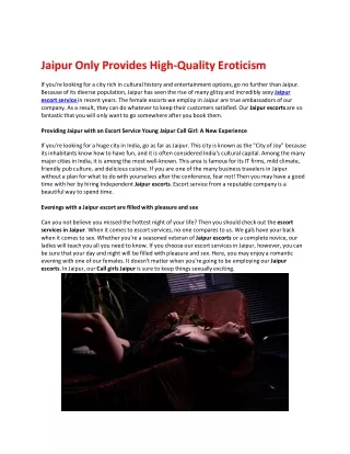 Jaipur Only Provides High-Quality Eroticism