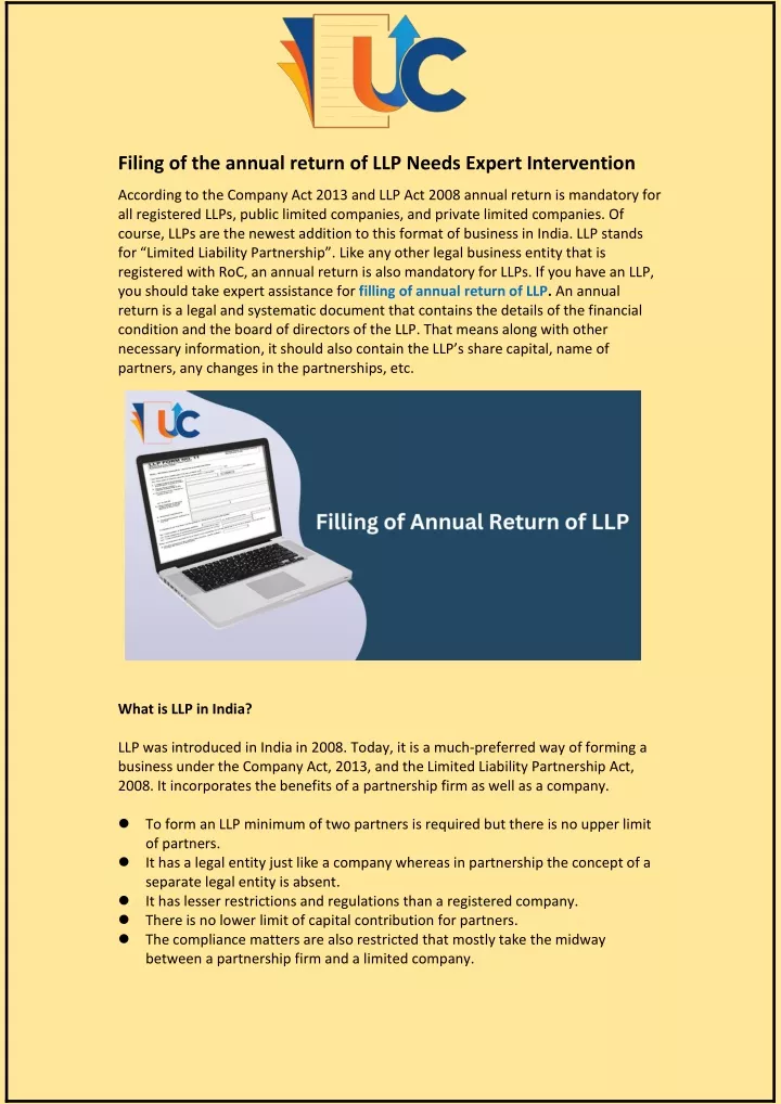 filing of the annual return of llp needs expert