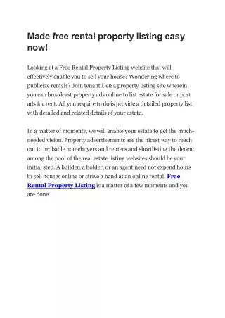 Made free rental property listing easy now!