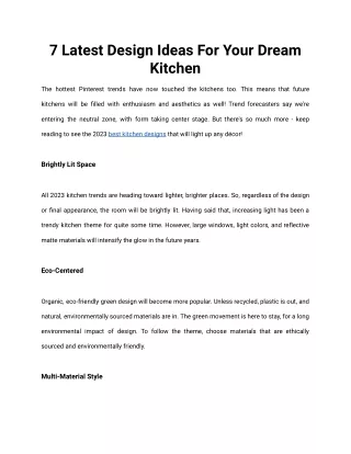7 Latest Design Ideas For Your Dream Kitchen