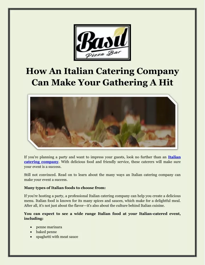 how an italian catering company can make your