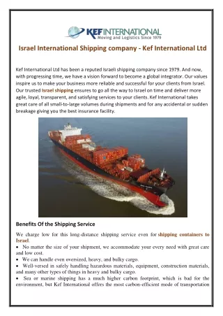 Israel International Shipping company - Kef International Ltd1