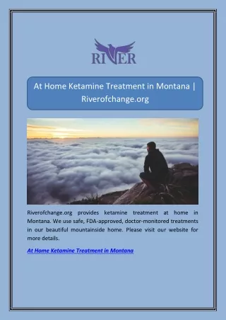 At Home Ketamine Treatment in Montana | Riverofchange.org