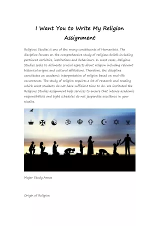 i want you to write my religion assignment
