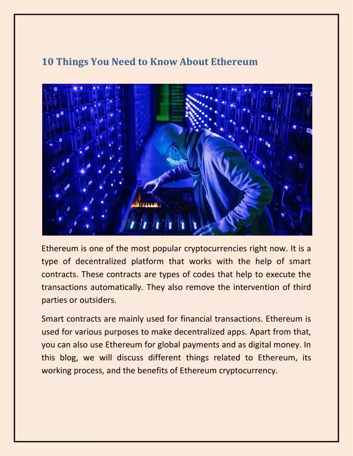 10 things you need to know about ethereum